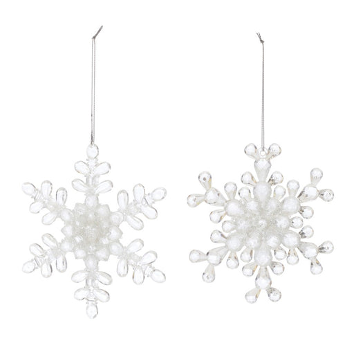 Melrose Clear Acrylic Snowflake Ornament, Set of 24, White