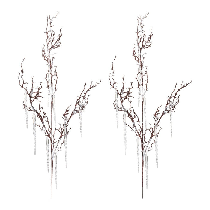 Melrose International Hanging Icicle Branch, Set of 2, Brown