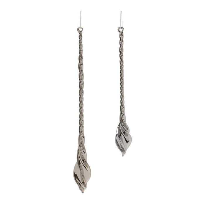 Melrose International Swirl Glass Drop Ornament, Set of 12, Black - 87368DS