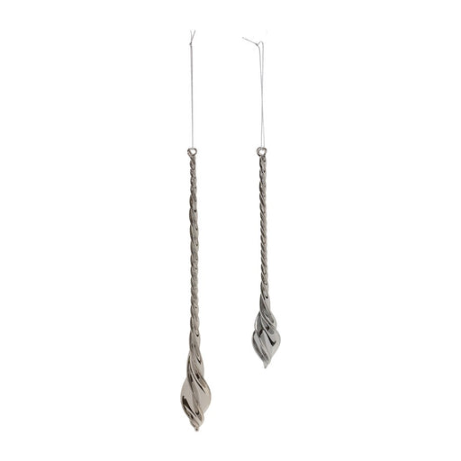 Melrose International Swirl Glass Drop Ornament, Set of 12, Black