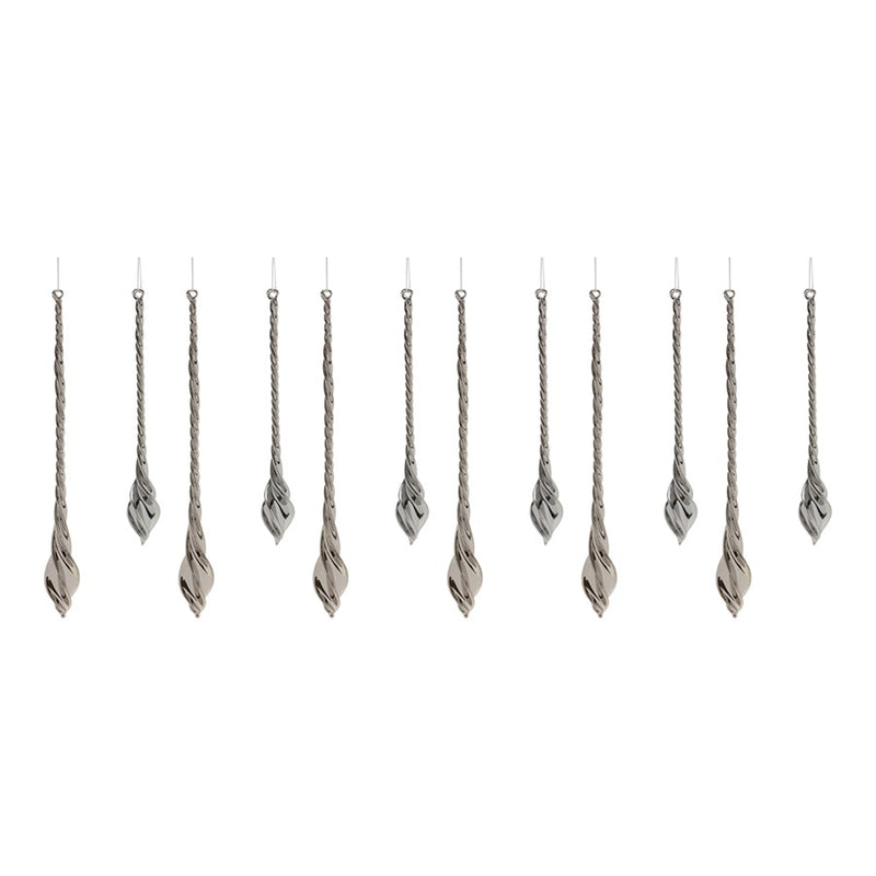 Melrose International Swirl Glass Drop Ornament, Set of 12, Black
