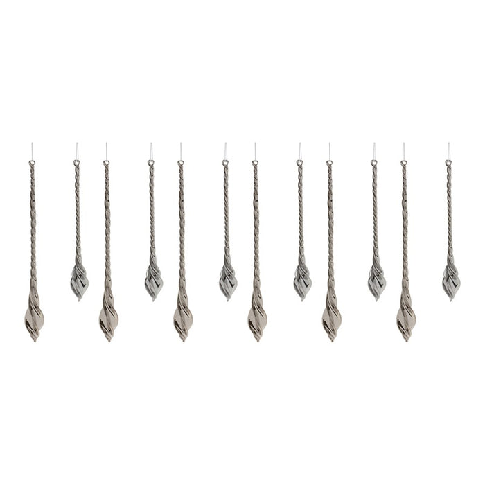 Melrose International Swirl Glass Drop Ornament, Set of 12, Black