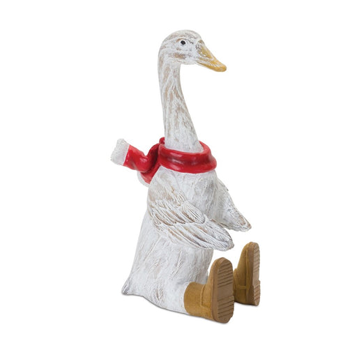 Melrose International Winter Goose Figurine/Boots, Set of 2, White/Red - 87373DS