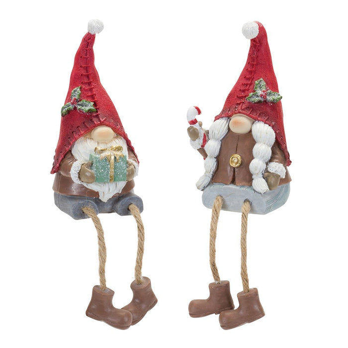 Melrose Winter Gnome Shelf Sitter, Set of 2, Red/White/Green - 87375DS