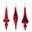 Melrose International Ribbed Glass Finial Ornament, Set of 12, Red - 87377DS
