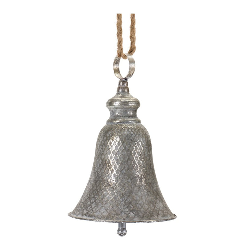 Melrose International Rustic Metal Bell Ornament, Set of 2, Grey/Brown - 87386DS