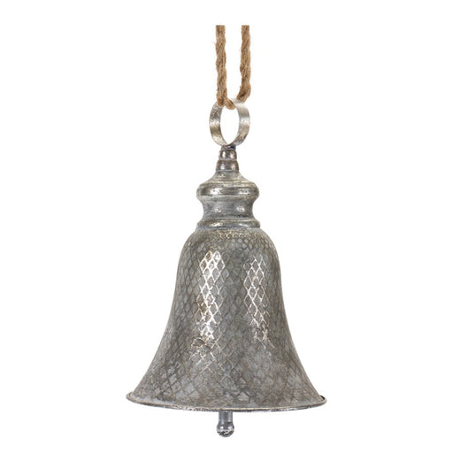 Melrose International Rustic Metal Bell Ornament, Set of 2, Grey/Brown - 87386DS