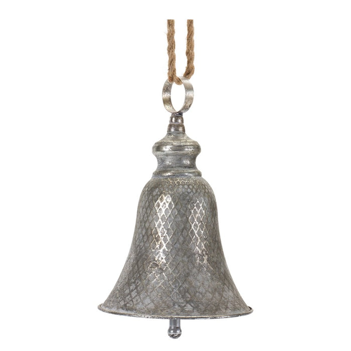Melrose International Rustic Metal Bell Ornament, Set of 2, Grey/Brown - 87386DS