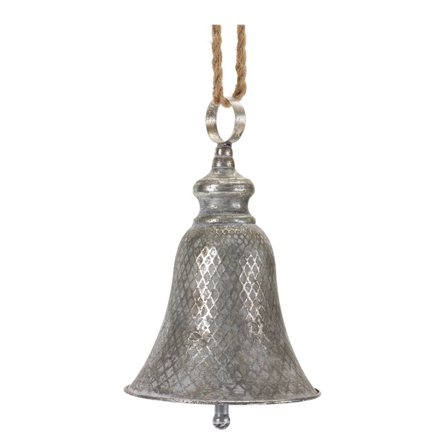 Melrose International Rustic Metal Bell Ornament, Set of 2, Grey/Brown - 87386DS
