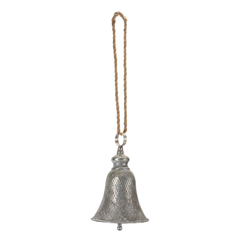 Melrose International Rustic Metal Bell Ornament, Set of 2, Grey/Brown