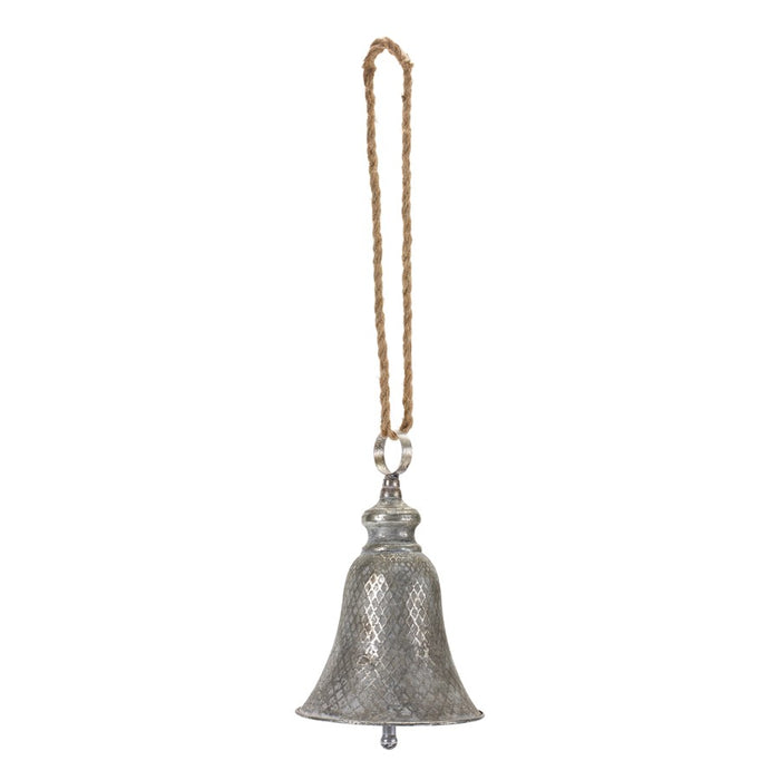 Melrose International Rustic Metal Bell Ornament, Set of 2, Grey/Brown