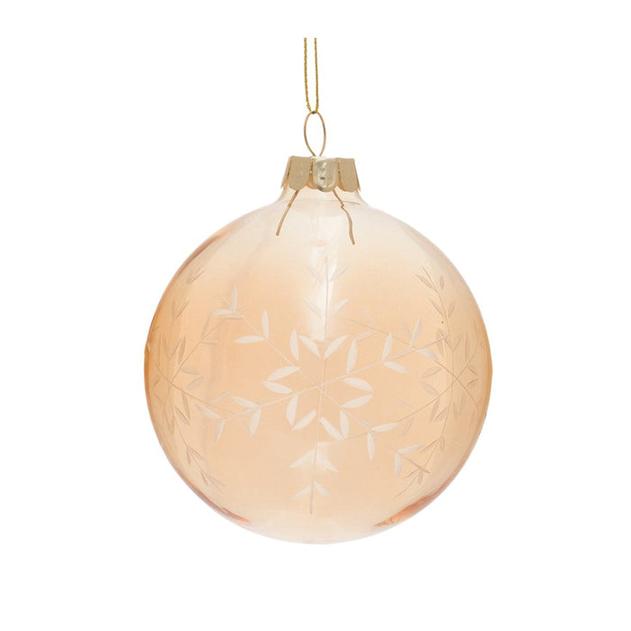 Melrose International Snowflake Etched Glass Ornament, Set of 12, Gold