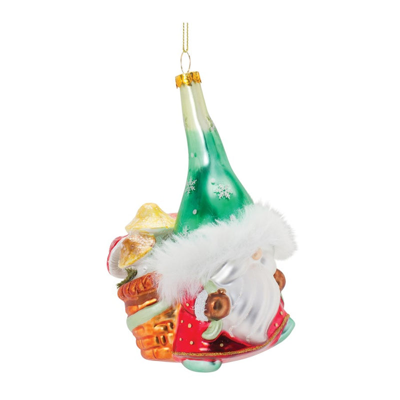 Melrose International Glass Santa Gnome Ornament, Set of 6, Green/Red
