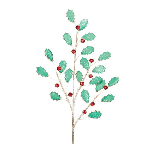 Melrose International Holly Leaf Jewel Spray, Set of 2, Green/Red - 87393DS
