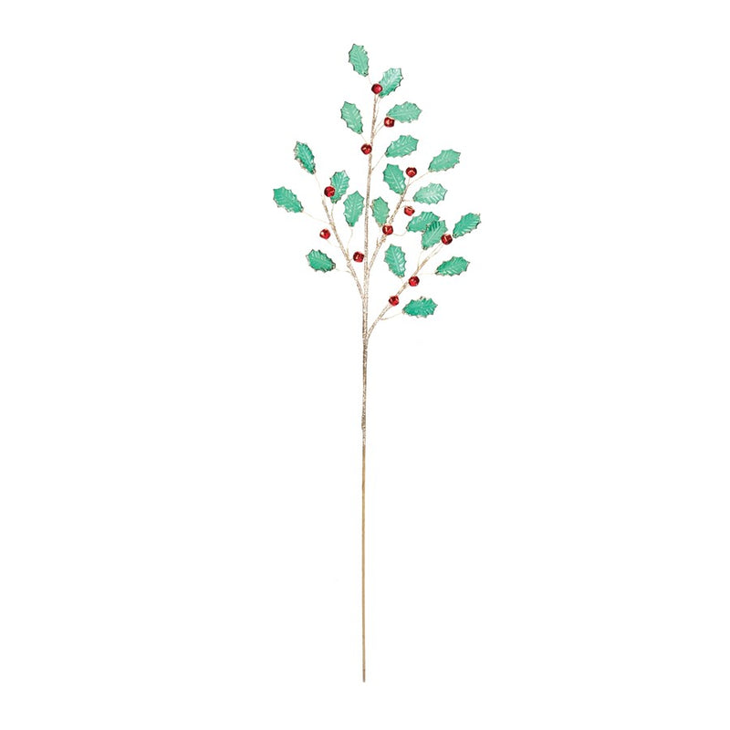 Melrose International Holly Leaf Jewel Spray, Set of 2, Green/Red
