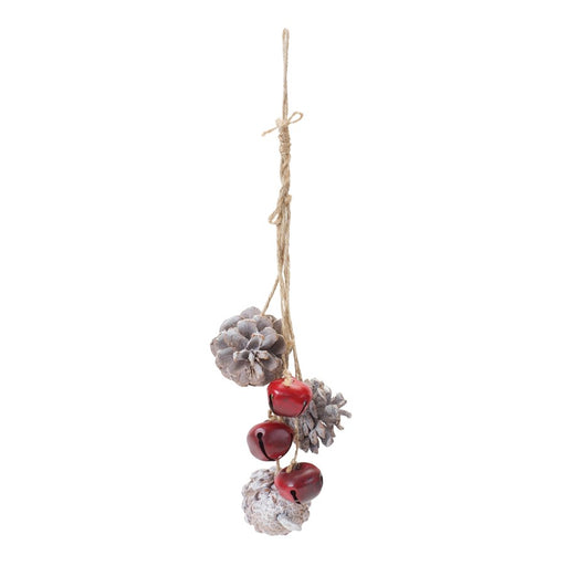 Melrose Int. Bell/Pine Cone Drop Ornament, Set of 6, Red/Brown