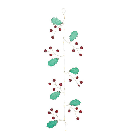 Melrose International Holly/Jem Jewel Garland, Set of 2, Green/Red - 87399DS