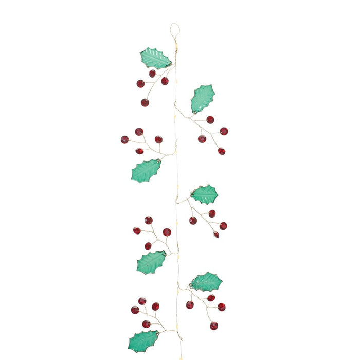 Melrose International Holly/Jem Jewel Garland, Set of 2, Green/Red - 87399DS