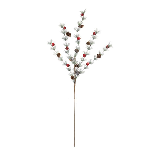 Melrose Int. Pine/Bell/Cone Spray, Set of 6, Green/White/Brown