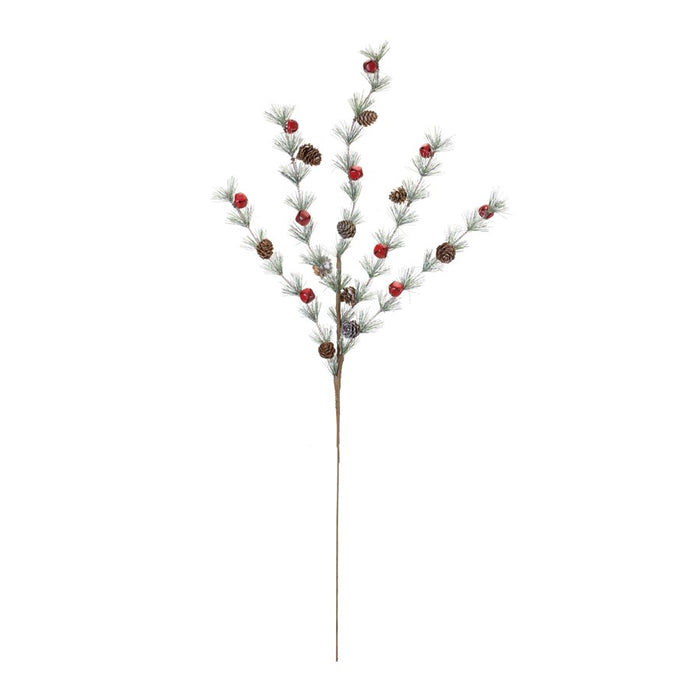 Melrose Int. Pine/Bell/Cone Spray, Set of 6, Green/White/Brown