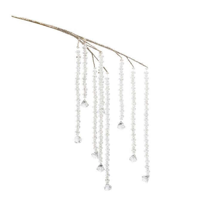 Melrose International Hanging Prism Branch, Set of 2, White/Gold - 87407DS