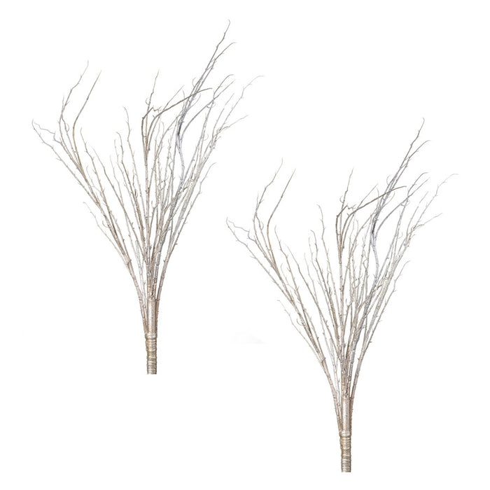 Melrose International Snowy Flocked Branch, Set of 2, Silver