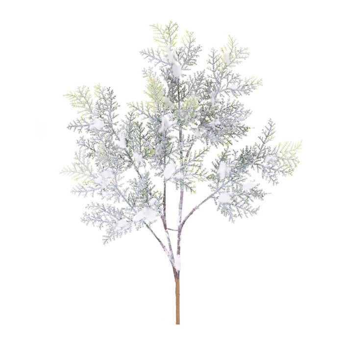 Melrose International Flocked Cedar Branch, Set of 12, Green/White - 87448DS