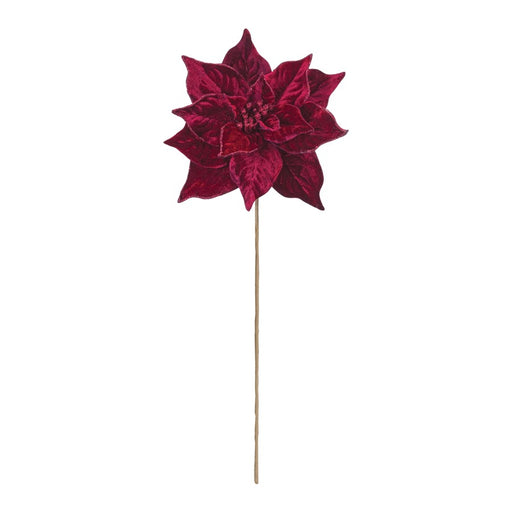 Melrose International Burgandy Poinsettia Flower Stem, Set of 6, Red