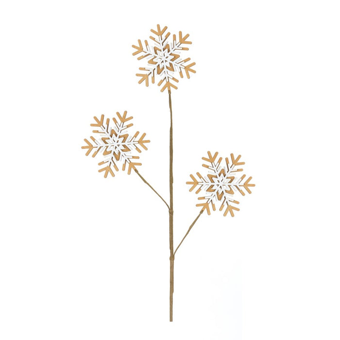 Melrose International Wood Snowflake Spray, Set of 6, Yellow/White - 87458DS