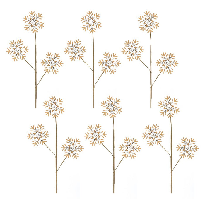 Melrose International Wood Snowflake Spray, Set of 6, Yellow/White