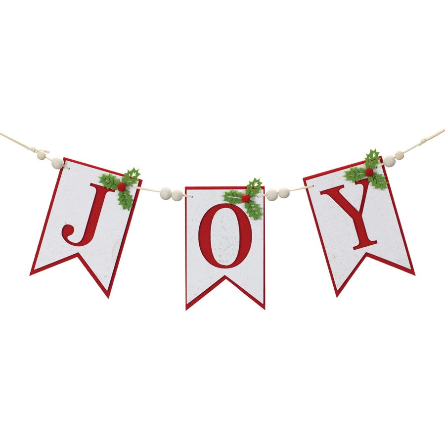 Melrose International Joy Holiday Banner Garland 21"L, Red/Green/White - 87460DS