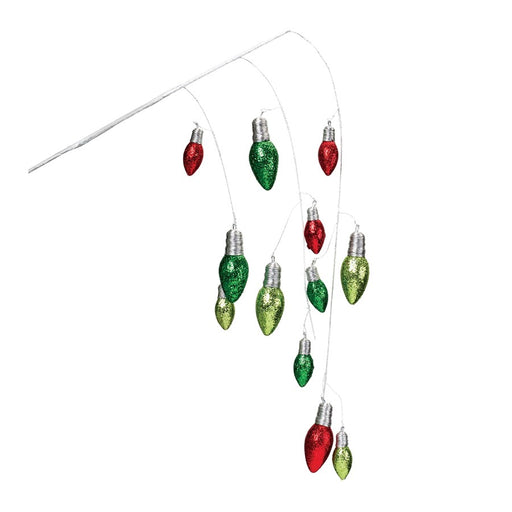 Melrose Hanging Holiday Light Spray, Set of 2, Silver/Red/Green - 87461DS