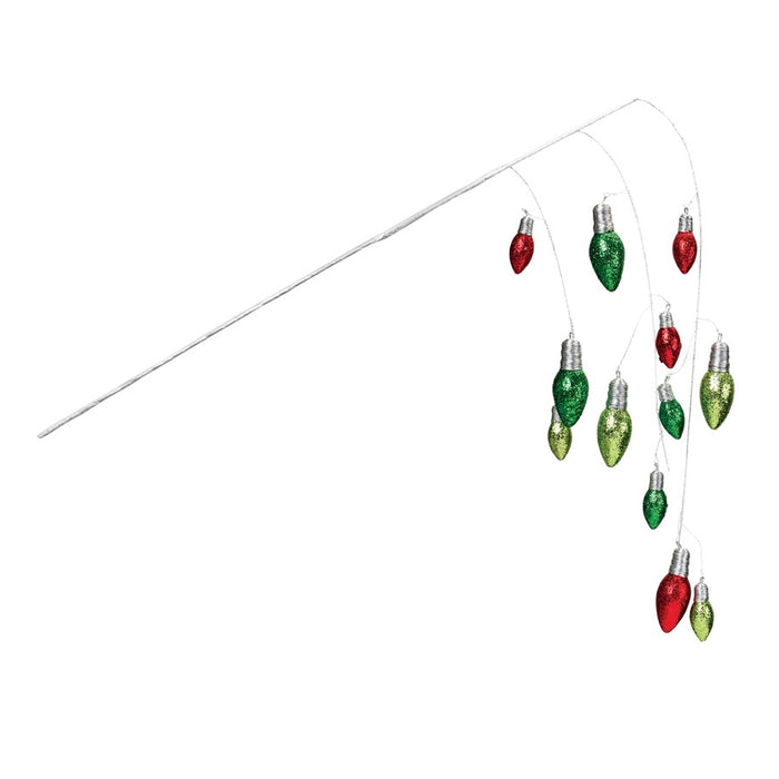 Melrose Hanging Holiday Light Spray, Set of 2, Silver/Red/Green