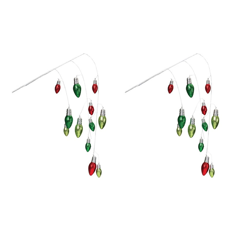 Melrose Hanging Holiday Light Spray, Set of 2, Silver/Red/Green
