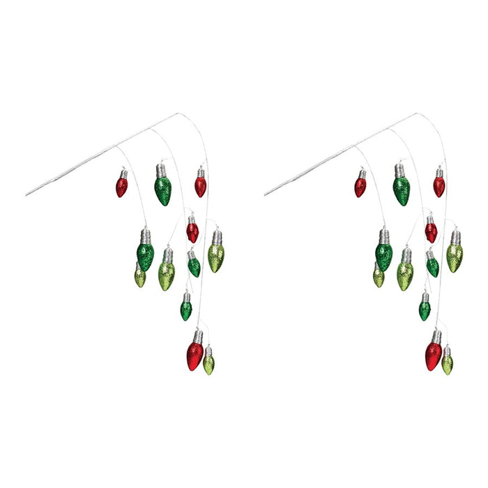 Melrose Hanging Holiday Light Spray, Set of 2, Silver/Red/Green