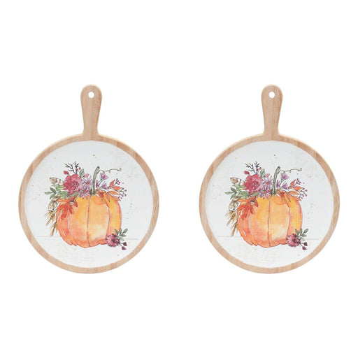 Melrose Watercolor Pumpkin, Cutting Board, Set/2, Orange/Brown/White