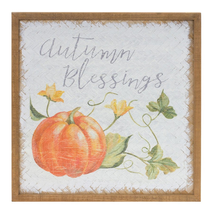 Melrose Autumn Blessing Pumpkin, Sign, Set of 2, White/Orange/Brown - 87486DS