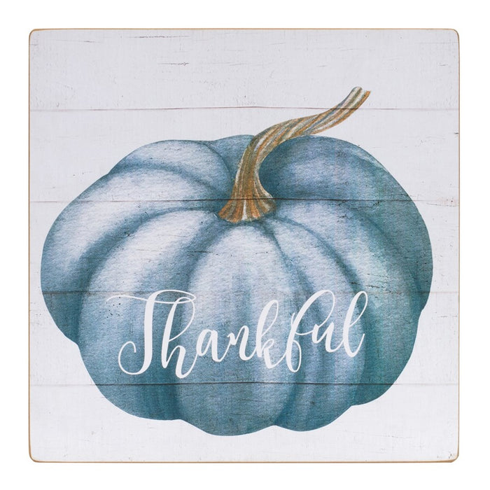Melrose International Pumpkin, Sentiment Sign, Set of 4, Blue/Cream