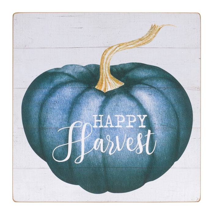 Melrose International Pumpkin, Sentiment Sign, Set of 4, Blue/Cream