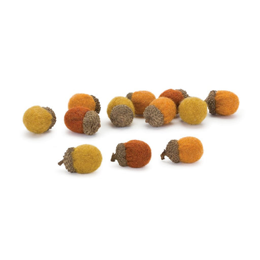 Melrose Felt Wool Acorn Bowl Filler, Set of 12, Orange/Yellow - 87490DS