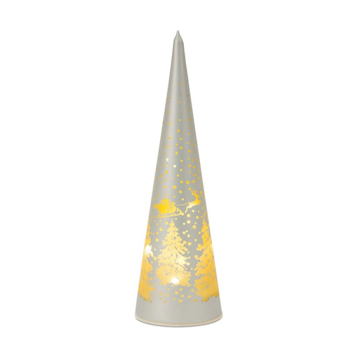 Melrose LED Frosted Glass Tree Decor, Set of 2, Gold/Silver