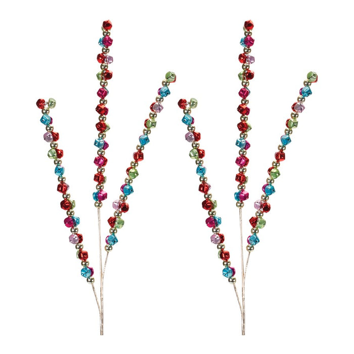 Melrose International Metal Jingle Bell Spray, Set of 2, Green/Red