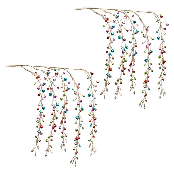 Melrose International Hanging Bead Spray, Set of 2, Gold/Pink