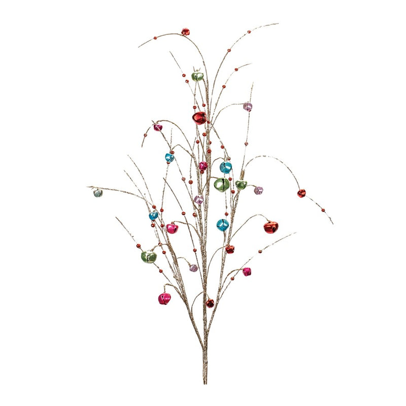Melrose International Jingle Bell Spray, Set of 2, Gold/Red - 87501DS