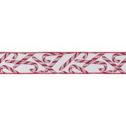 Melrose International Wired Candy Cane Ribbon, Set of 2, White/Red - 87513DS
