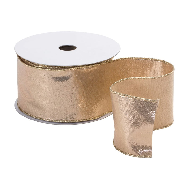 Melrose International Wired Polyester Ribbon 2.5"x10 yds, Gold