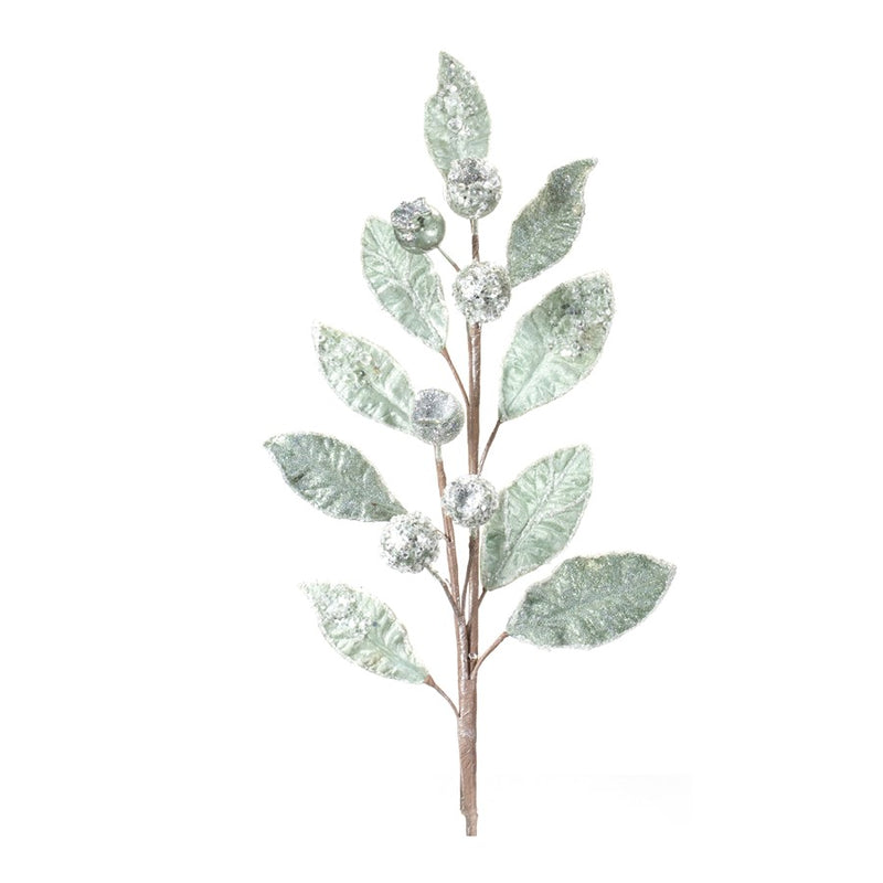 Melrose International Glittered Pod Leaf Spray, Set of 2, Green - 87534DS