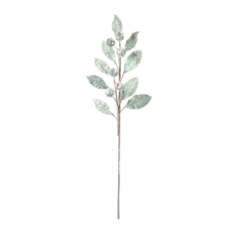 Melrose International Glittered Pod Leaf Spray, Set of 2, Green