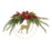 Melrose International Deer/Pine Half Wreath 18"D, Green/Red/Gold - 87537DS