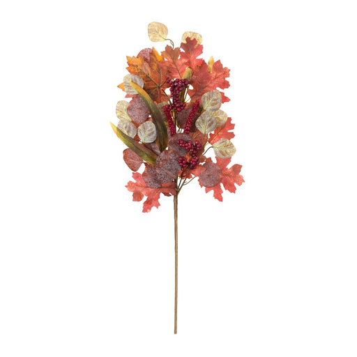 Melrose Mixed Fall Foliage Leaf Stem, Set of 2, Orange/Red